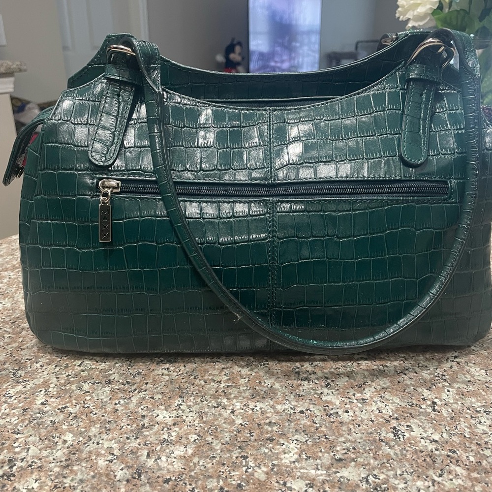 Maxx New York Green Crocodile Embossed Shoulder Bag
